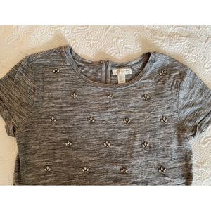 Beautifully Embelished gray top, size Medium